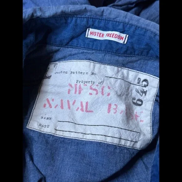 Vintage Mister Freedom Shirt Large Mens 645 Chambray Long Sleeve Button Pocket - Picture 6 of 9